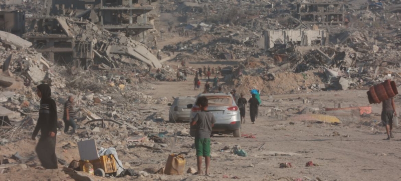 Разрушенные здания в Газе.